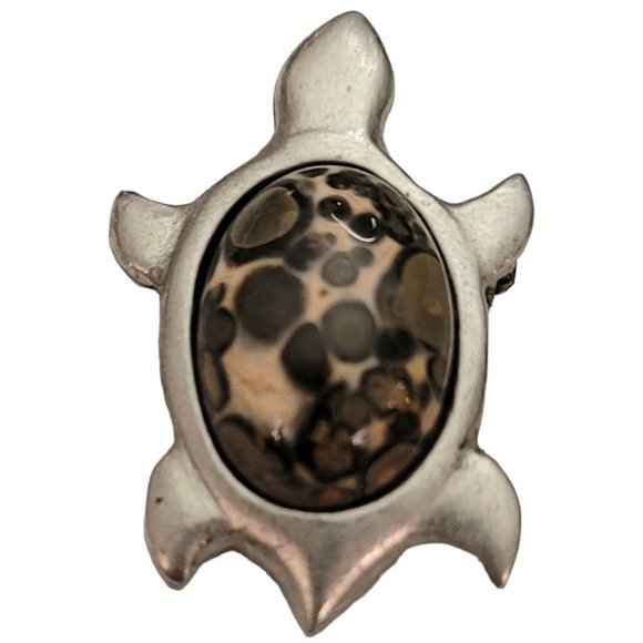 Kenneth Kantro Art Glass Pewter Turtle Pin Pendant, Signed E185 - Picture 1 of 6